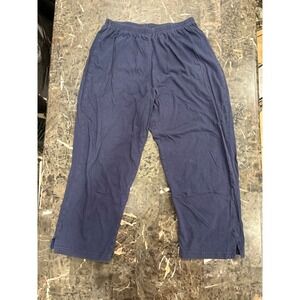 Collections Etc Navy Blue Cotton Knit Crop Lounge Pants Womens Small ElasticWais